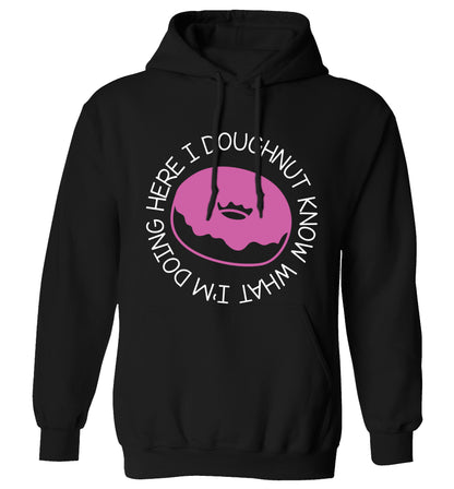I doughnut know what I'm doing here adults unisex black hoodie 2XL