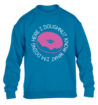 I doughnut know what I'm doing here children's blue sweater 12-13 Years