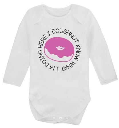 I doughnut know what I'm doing here Baby Vest long sleeved white 6-12 months