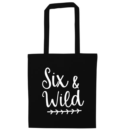 Six and wild black tote bag