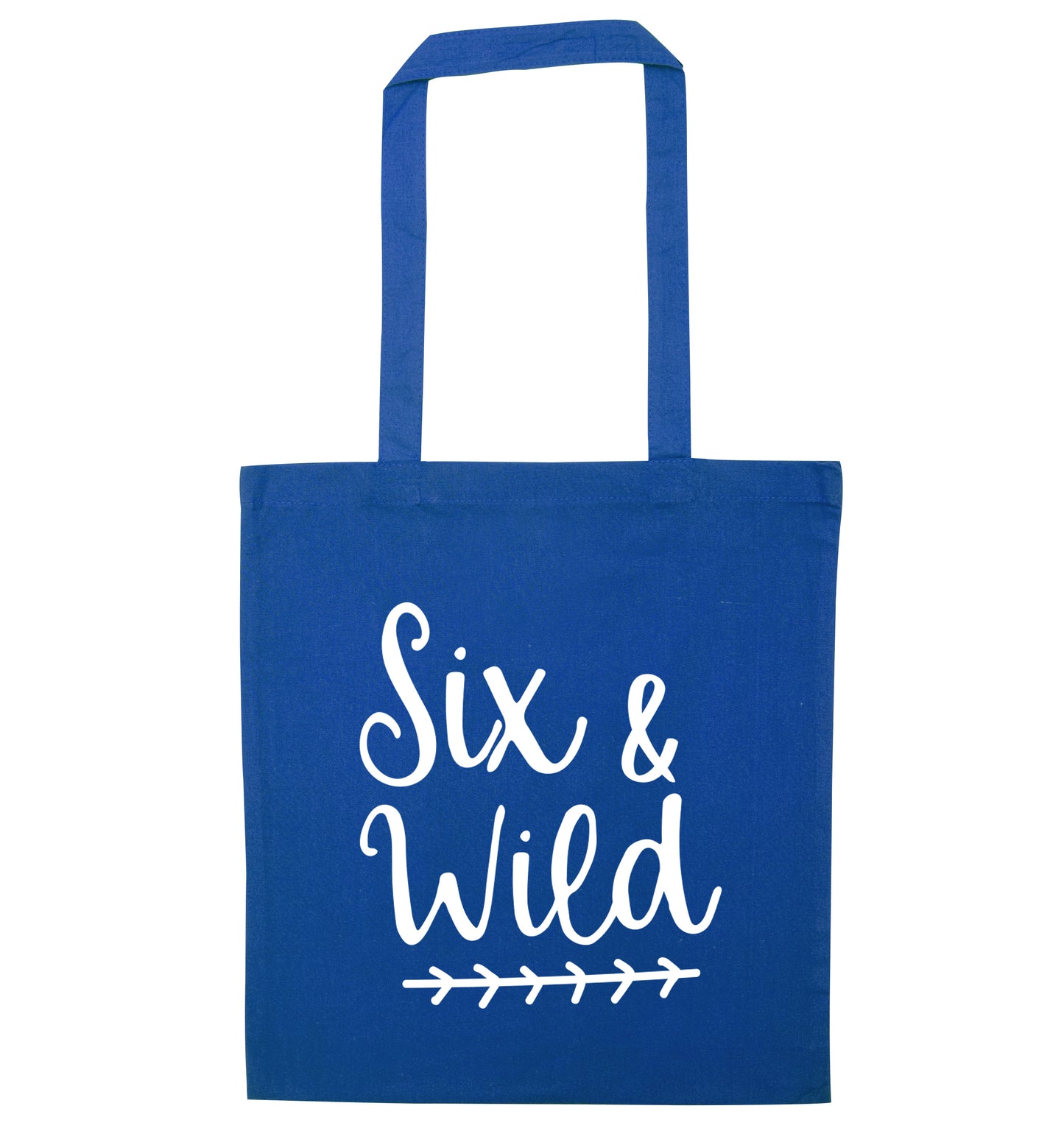 Six and wild blue tote bag