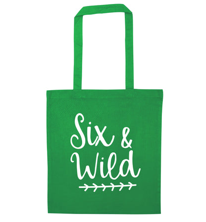 Six and wild green tote bag