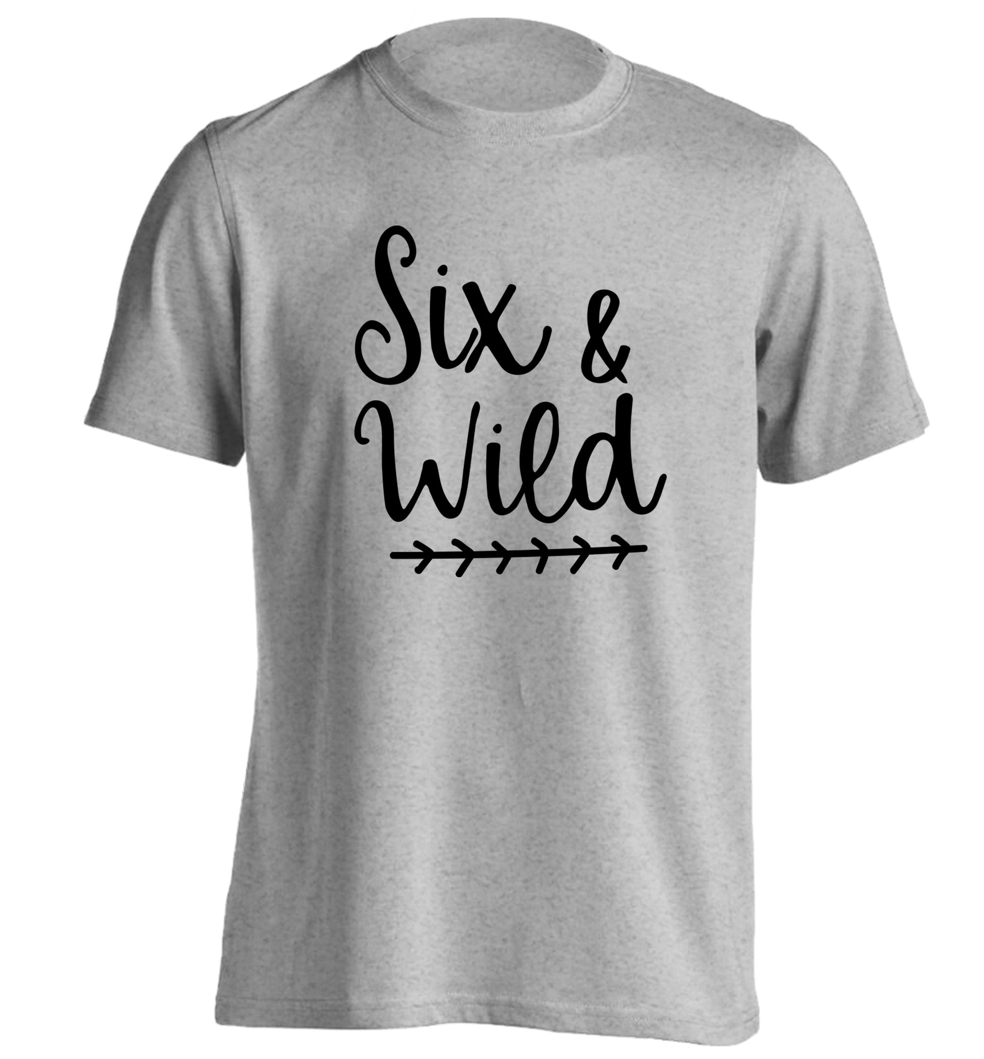 Six and wild adults unisex grey Tshirt 2XL