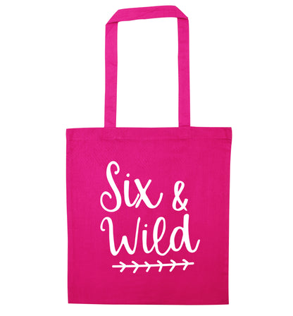 Six and wild pink tote bag