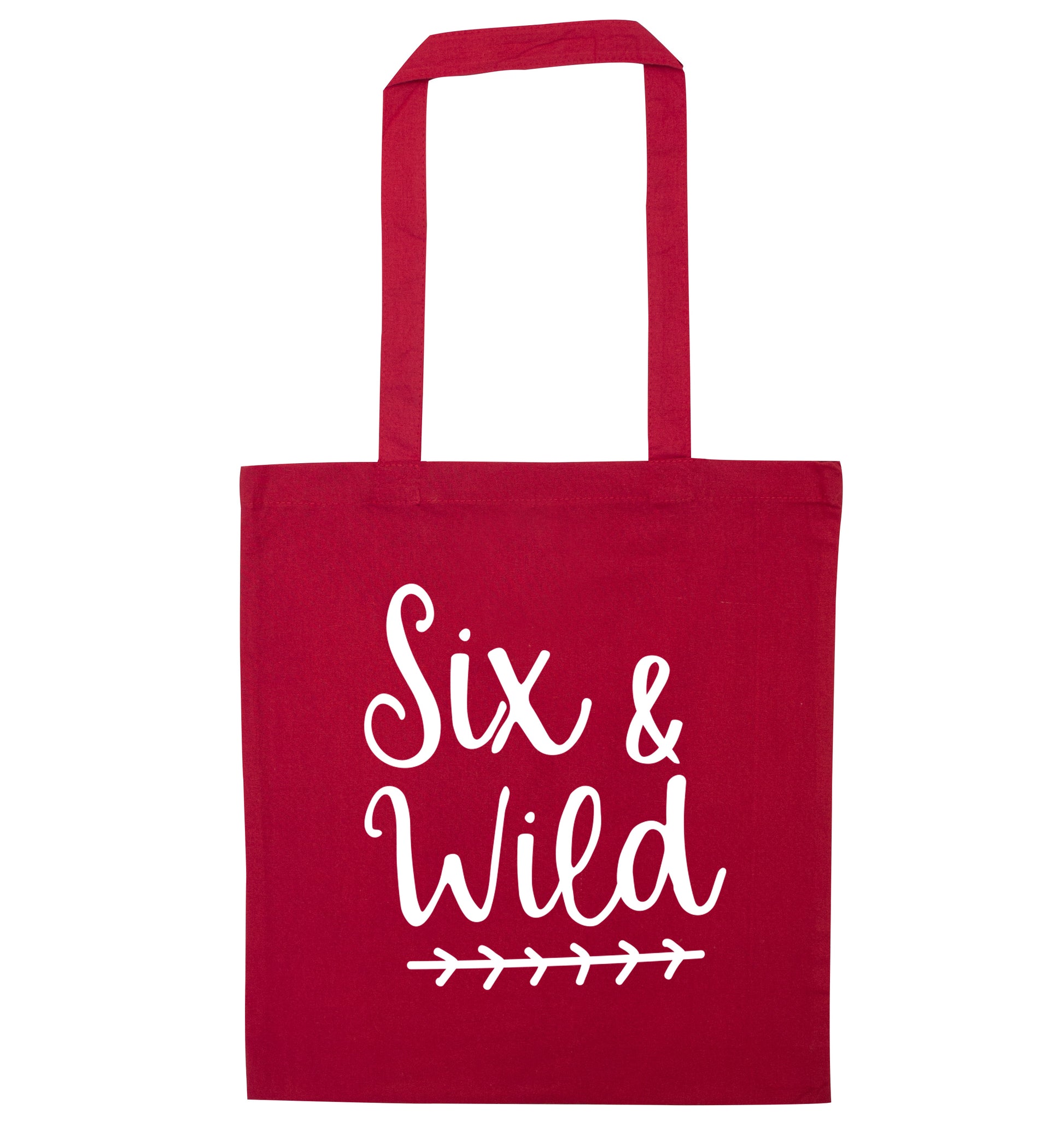 Six and wild red tote bag