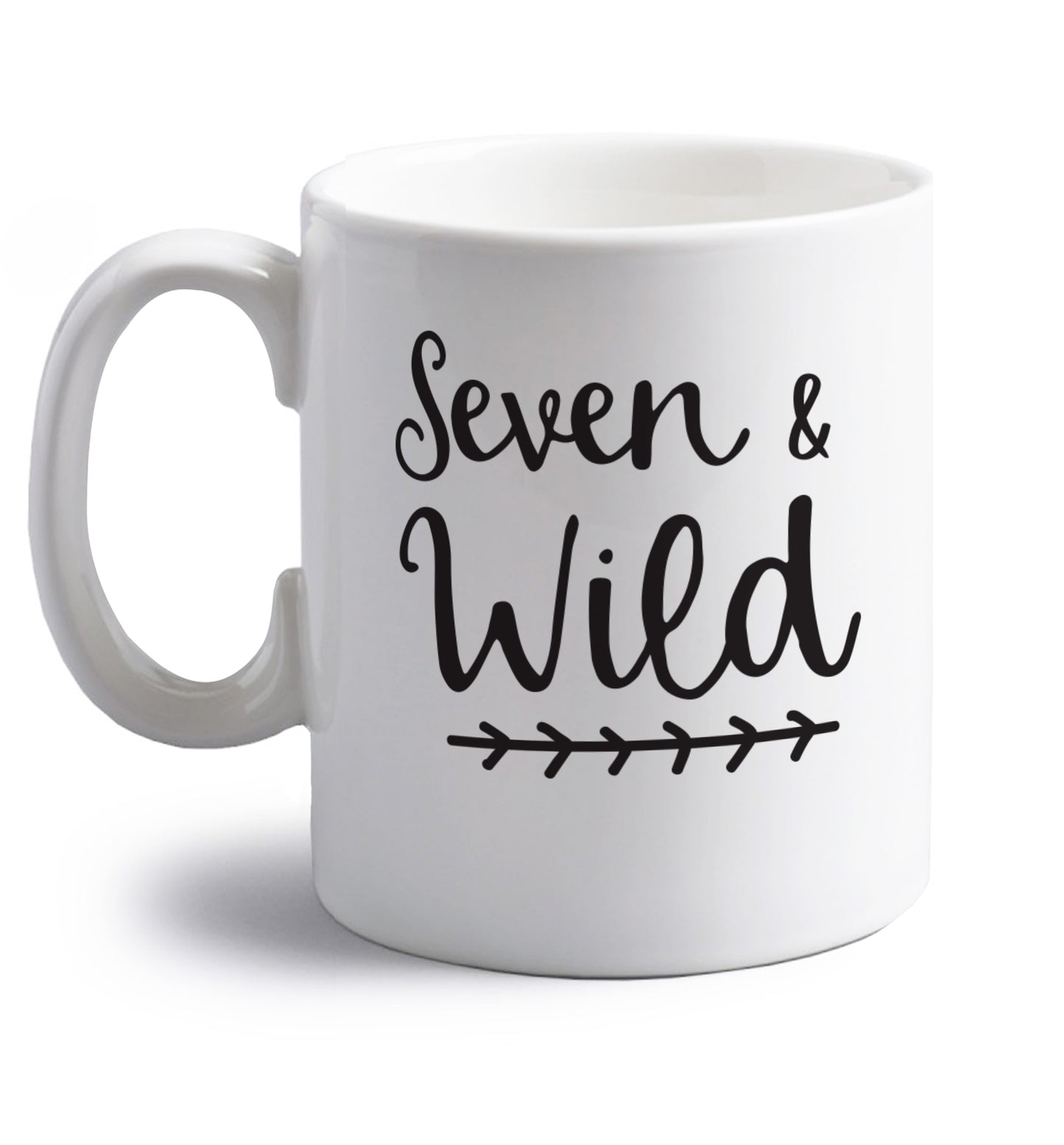 Seven and wild right handed white ceramic mug 