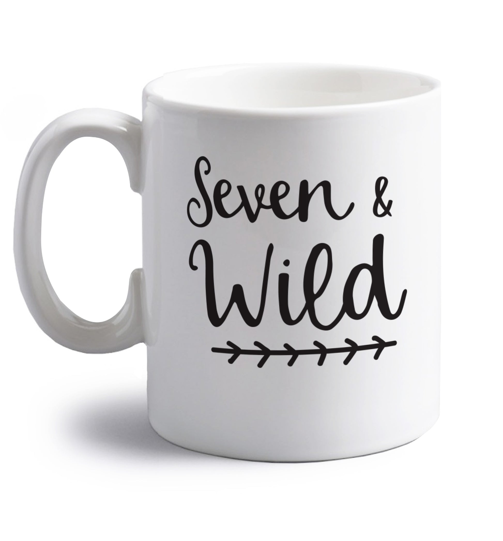 Seven and wild right handed white ceramic mug 