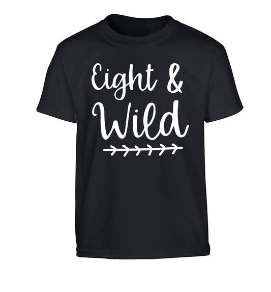 Eight and wild Children's black Tshirt 12-13 Years