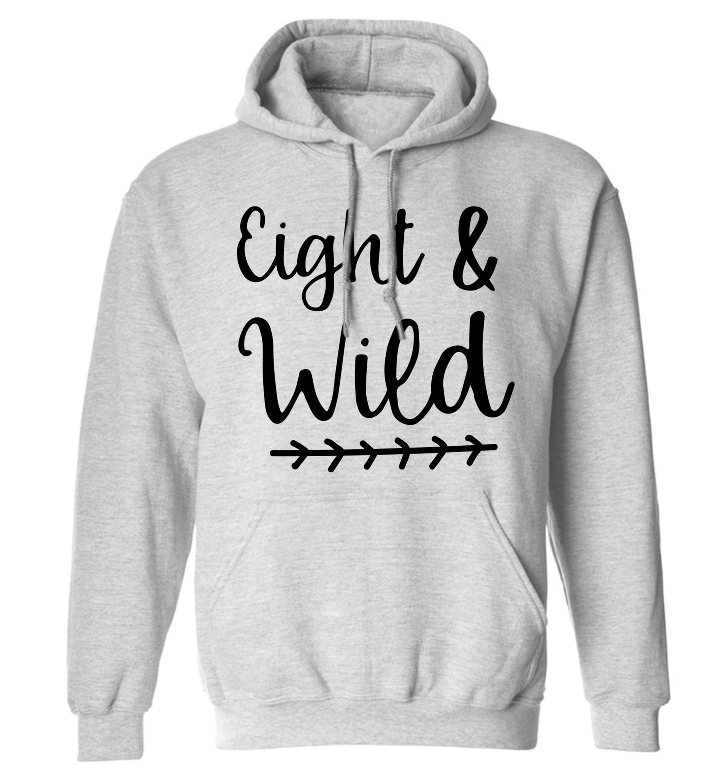 Eight and wild adults unisex grey hoodie 2XL