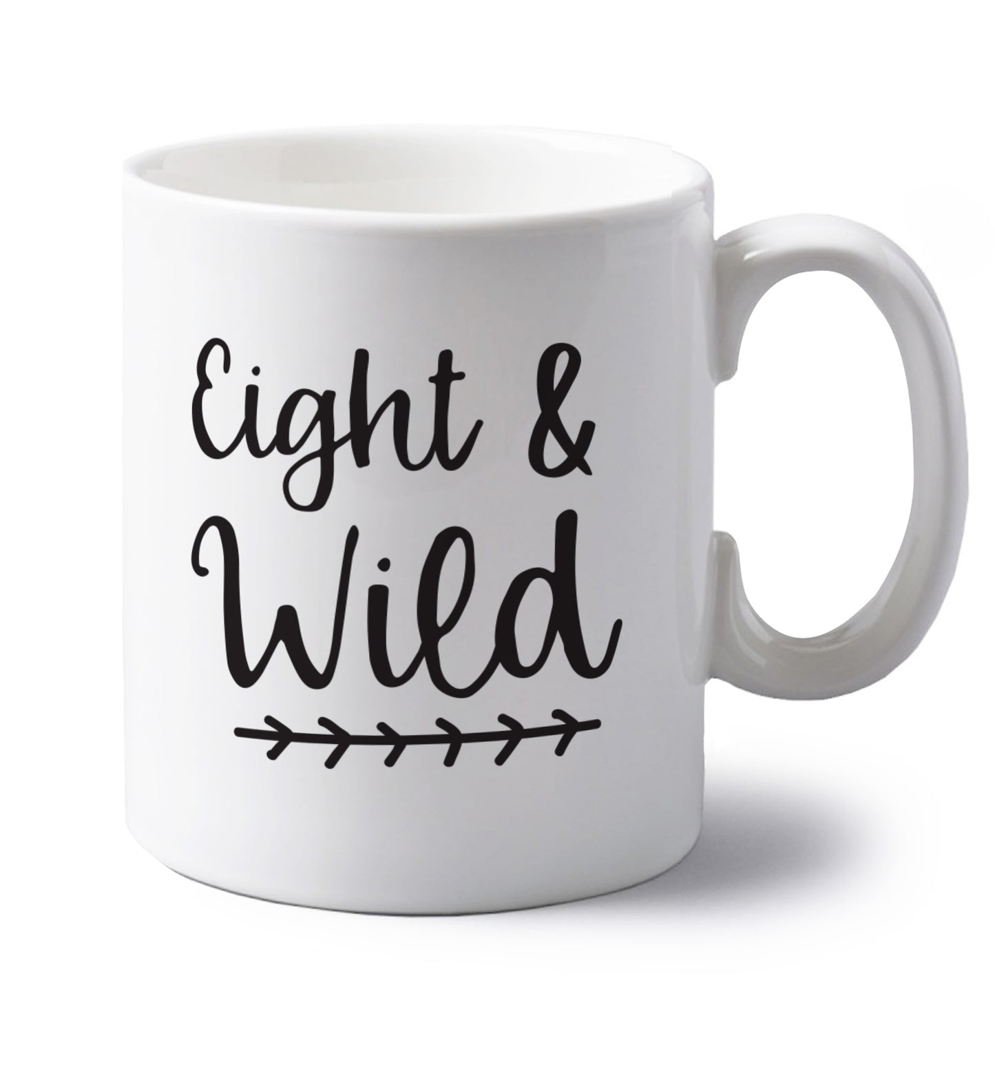 Eight and wild left handed white ceramic mug 