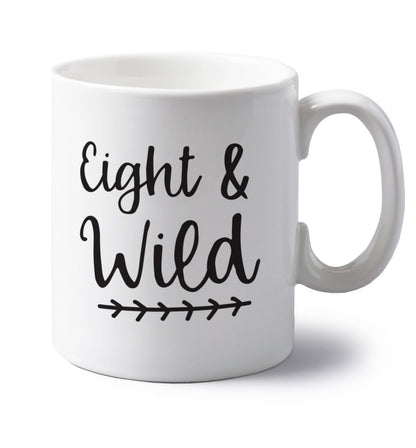 Eight and wild left handed white ceramic mug 
