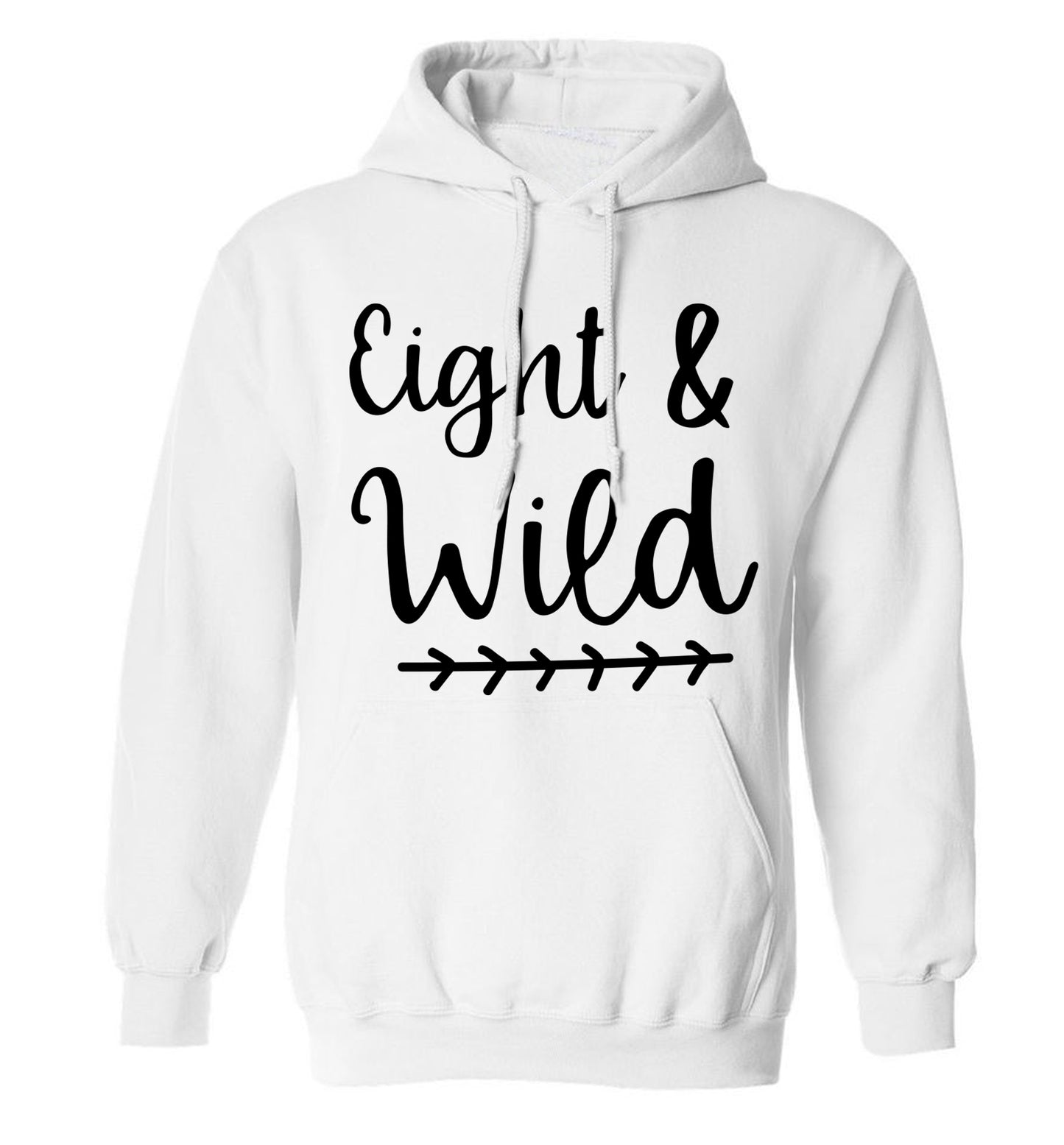 Eight and wild adults unisex white hoodie 2XL