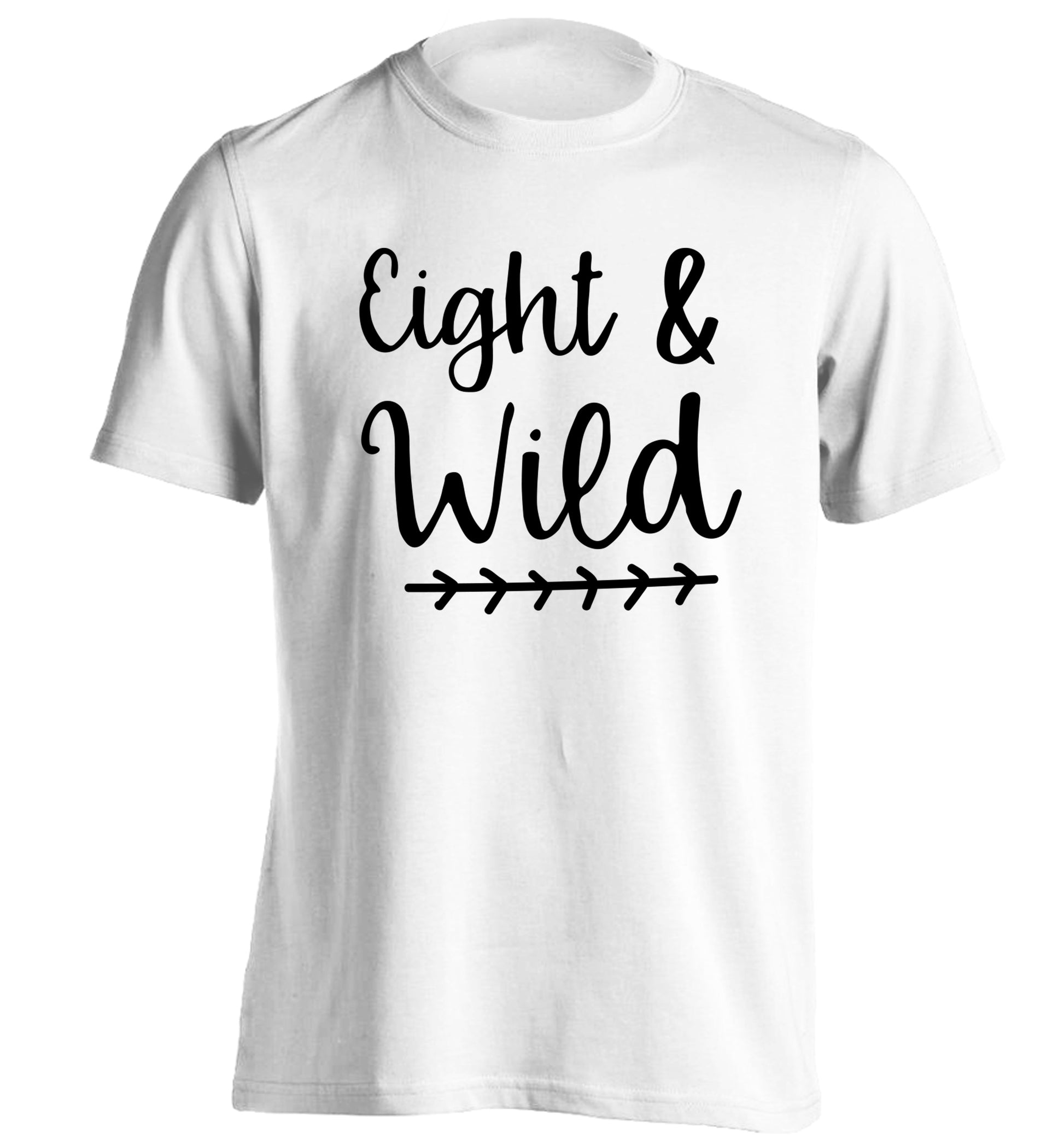 Eight and wild adults unisex white Tshirt 2XL