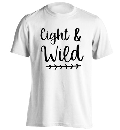 Eight and wild adults unisex white Tshirt 2XL