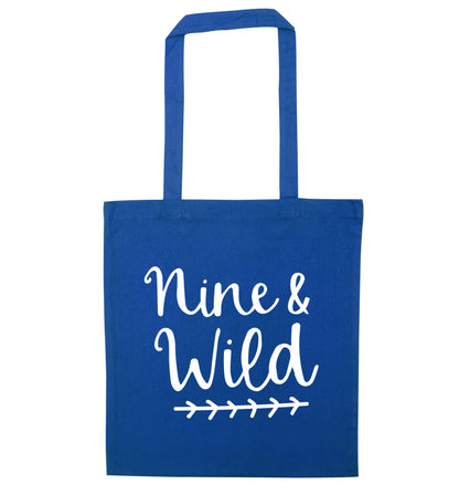 Nine and wild blue tote bag