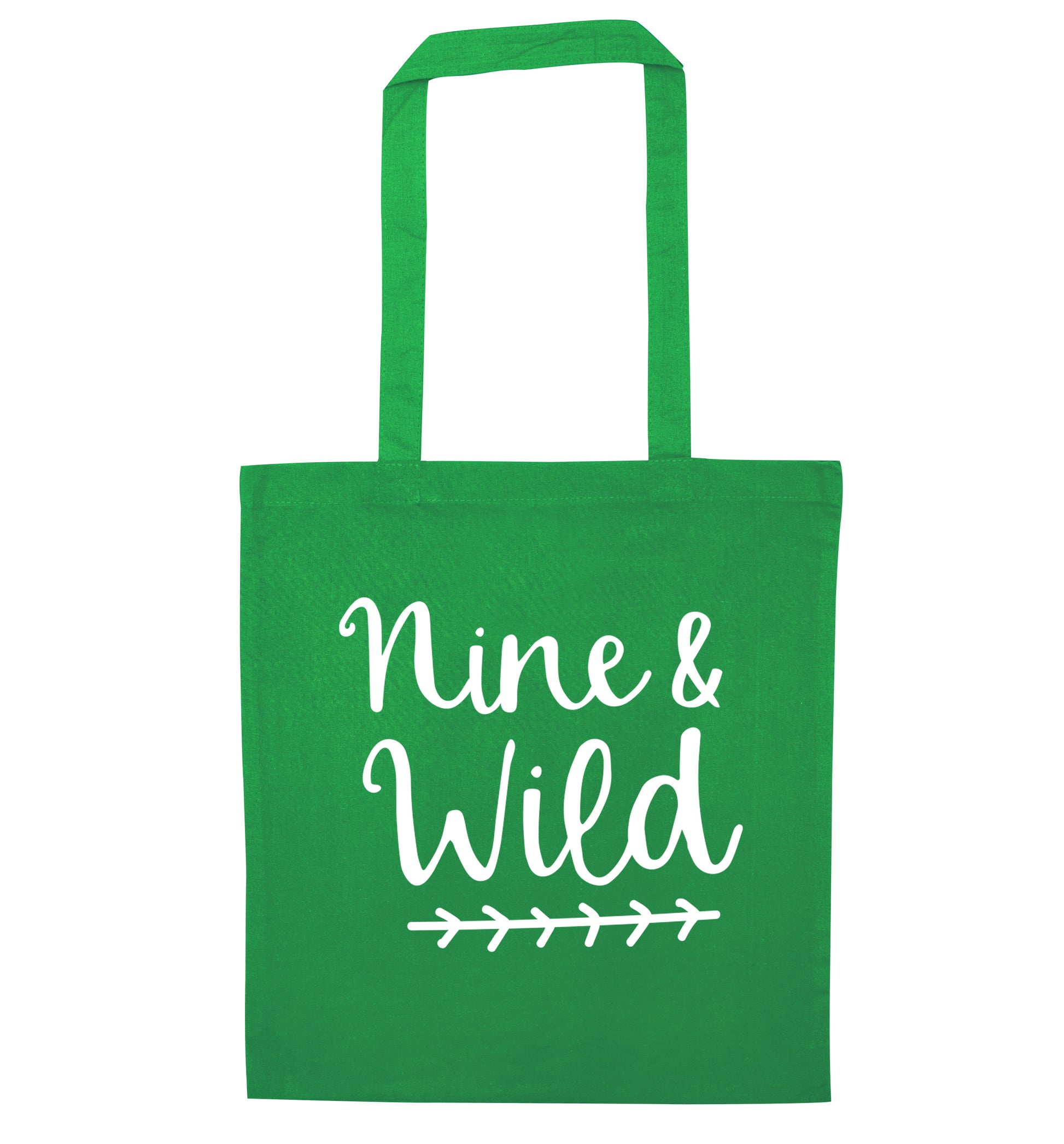 Nine and wild green tote bag