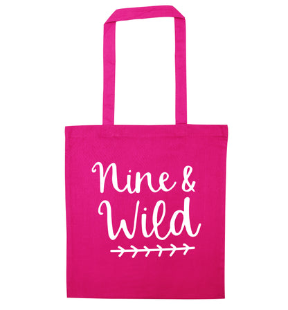 Nine and wild pink tote bag