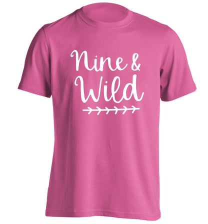 Nine and wild adults unisex pink Tshirt 2XL