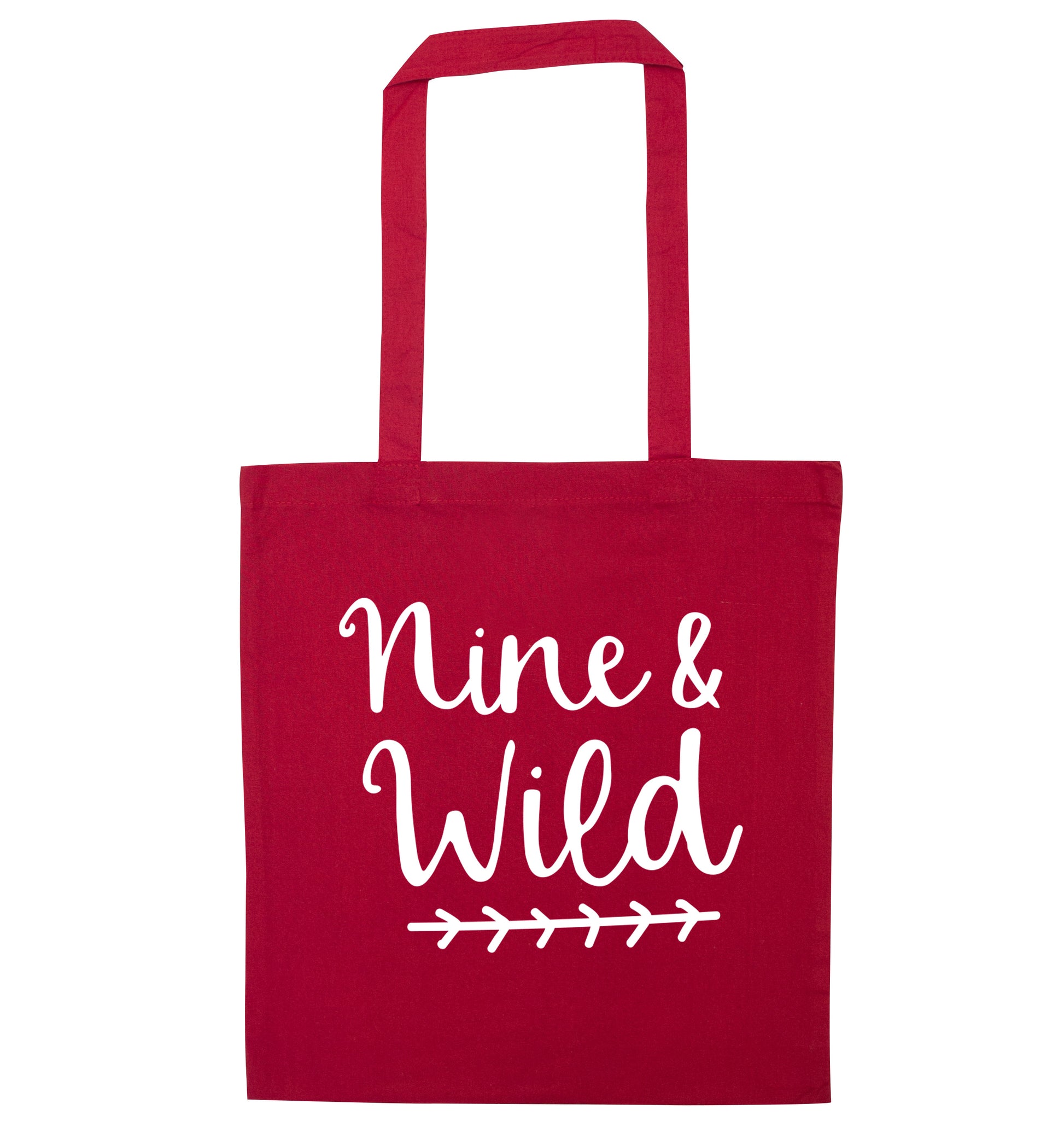 Nine and wild red tote bag