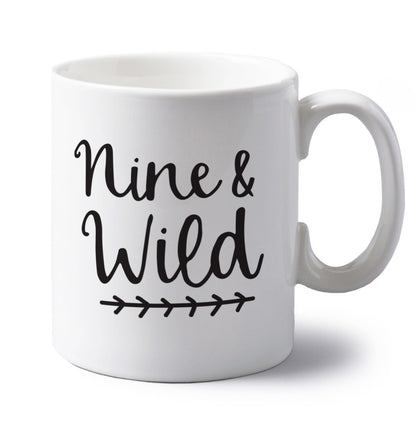 Nine and wild left handed white ceramic mug 