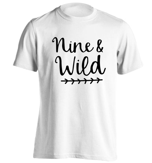 Nine and wild adults unisex white Tshirt 2XL
