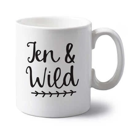 Ten and wild left handed white ceramic mug 