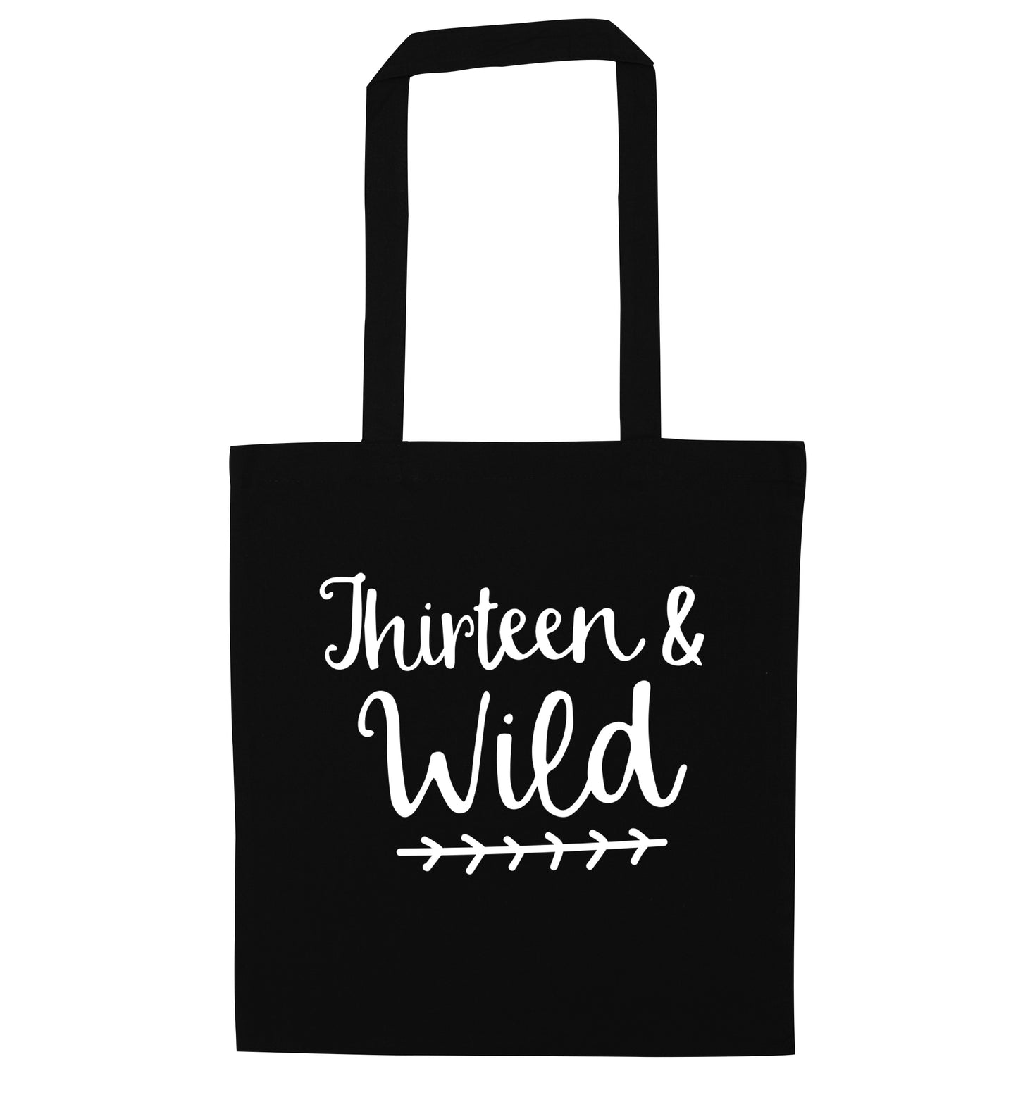 Thirteen and wild black tote bag