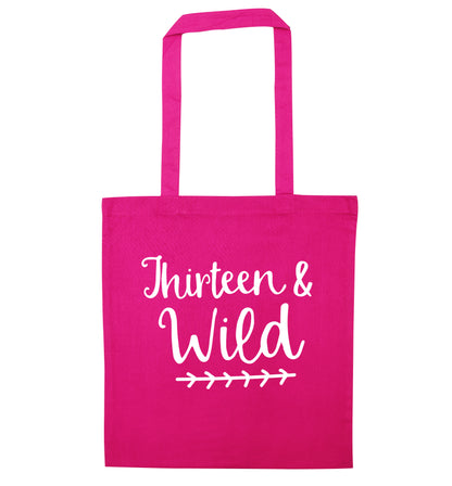 Thirteen and wild pink tote bag