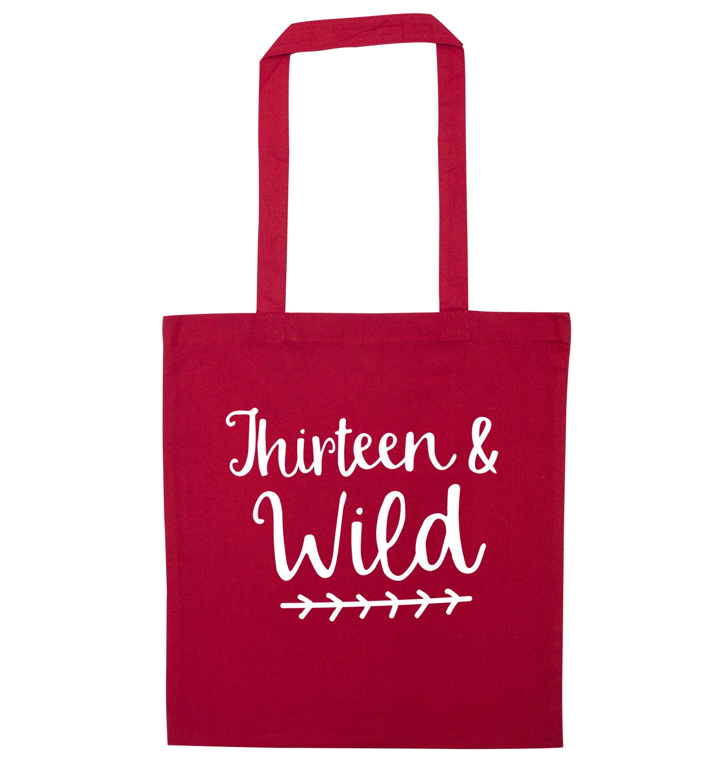 Thirteen and wild red tote bag