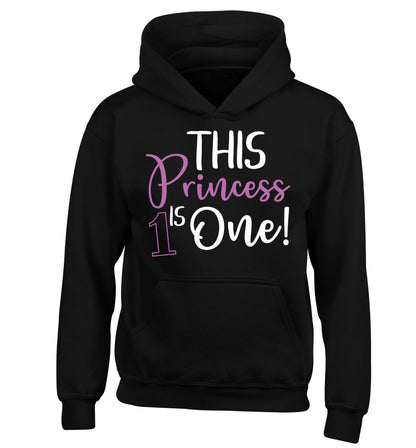 This princess is one children's black hoodie 12-13 Years