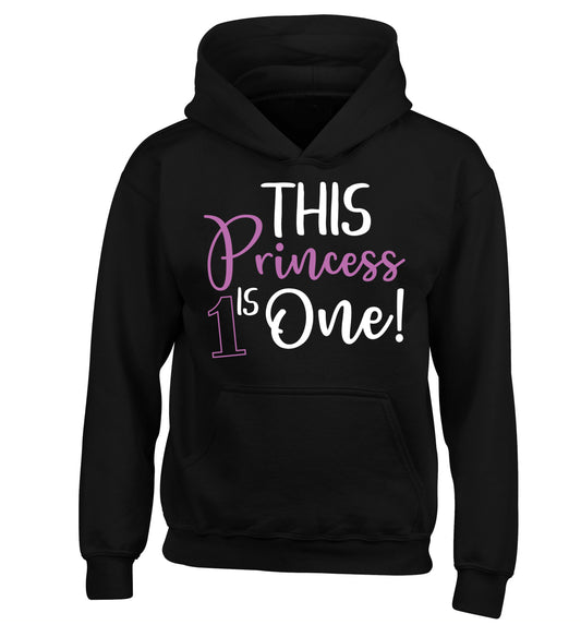 This princess is one children's black hoodie 12-13 Years