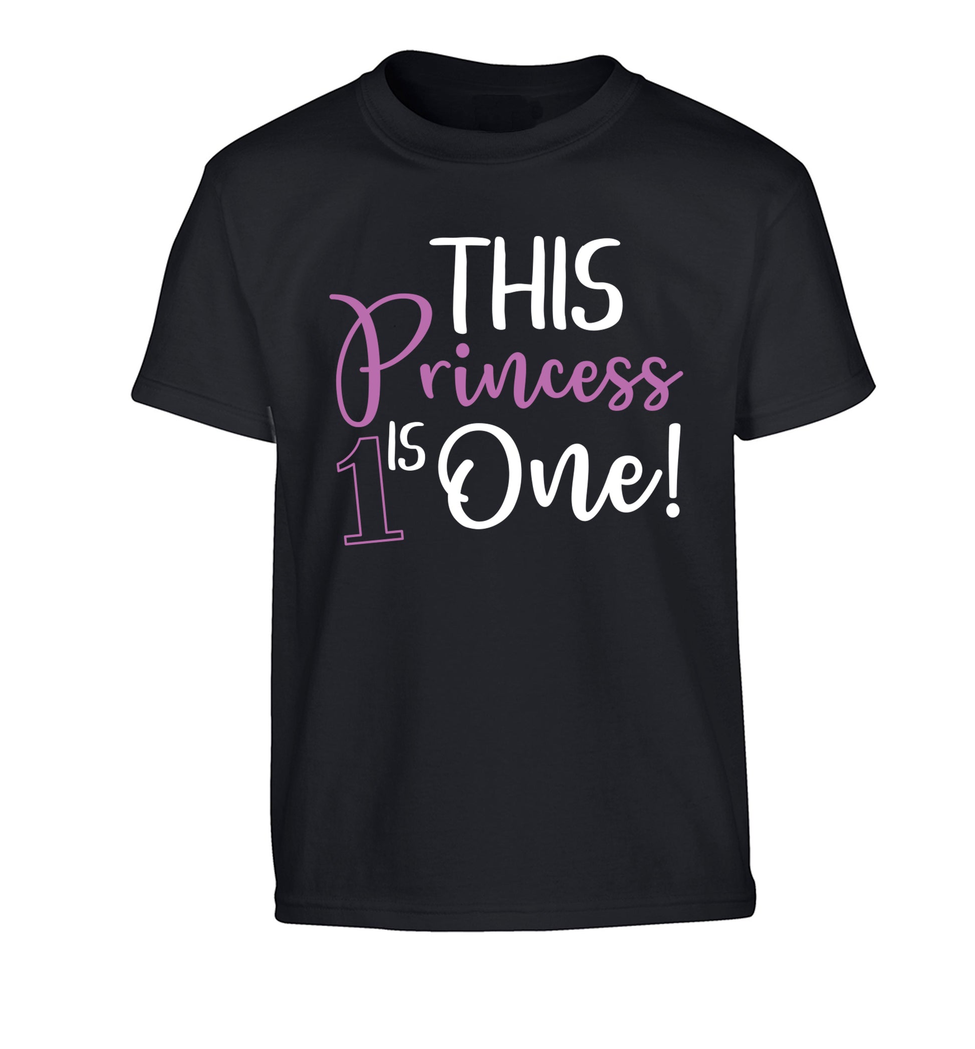This princess is one Children's black Tshirt 12-13 Years