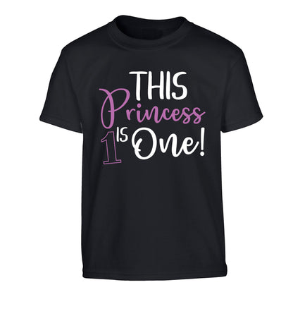 This princess is one Children's black Tshirt 12-13 Years
