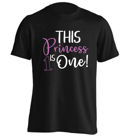 This princess is one adults unisex black Tshirt 2XL
