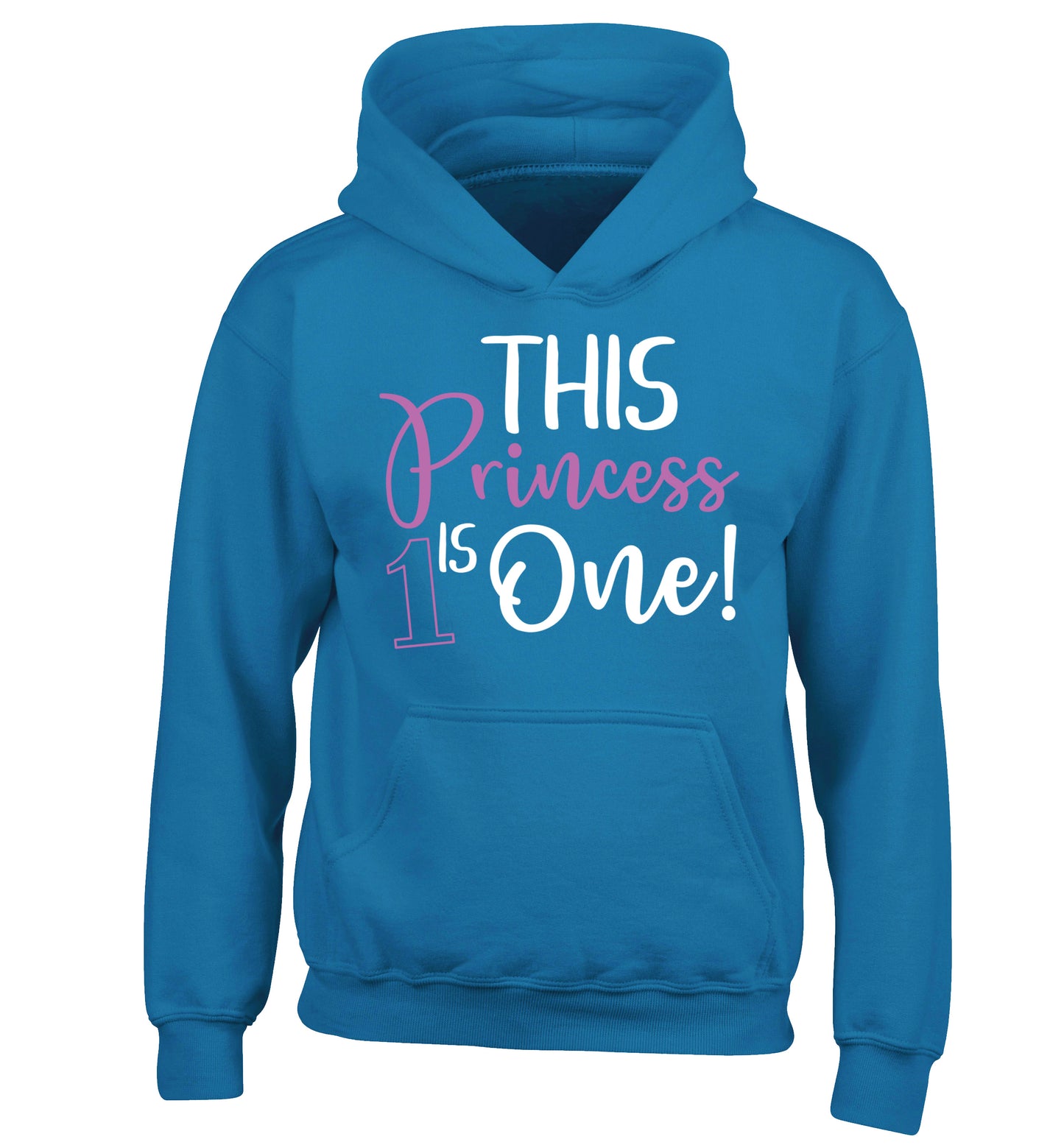 This princess is one children's blue hoodie 12-13 Years