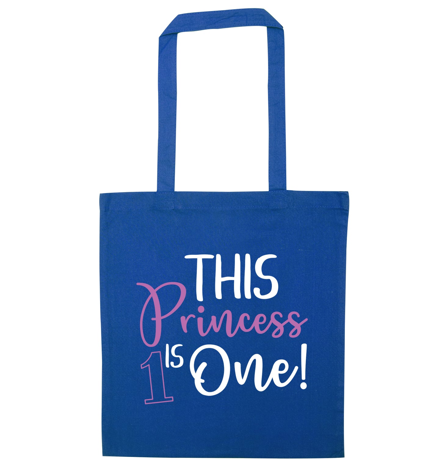 This princess is one blue tote bag