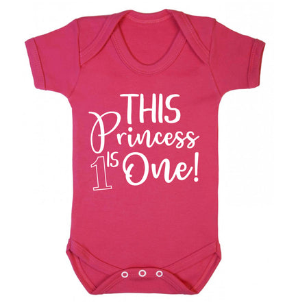 This princess is one Baby Vest dark pink 18-24 months