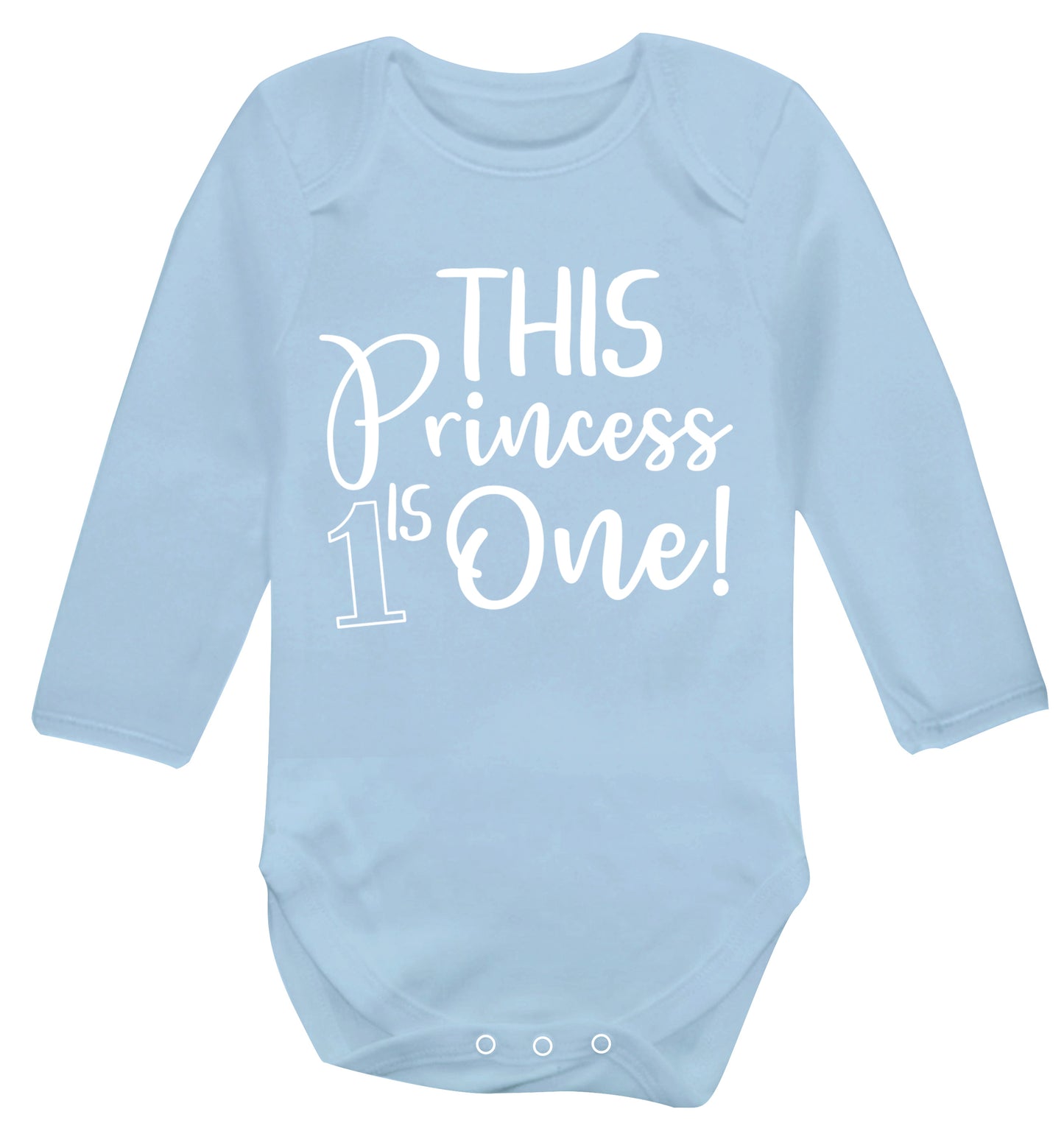 This princess is one Baby Vest long sleeved pale blue 6-12 months