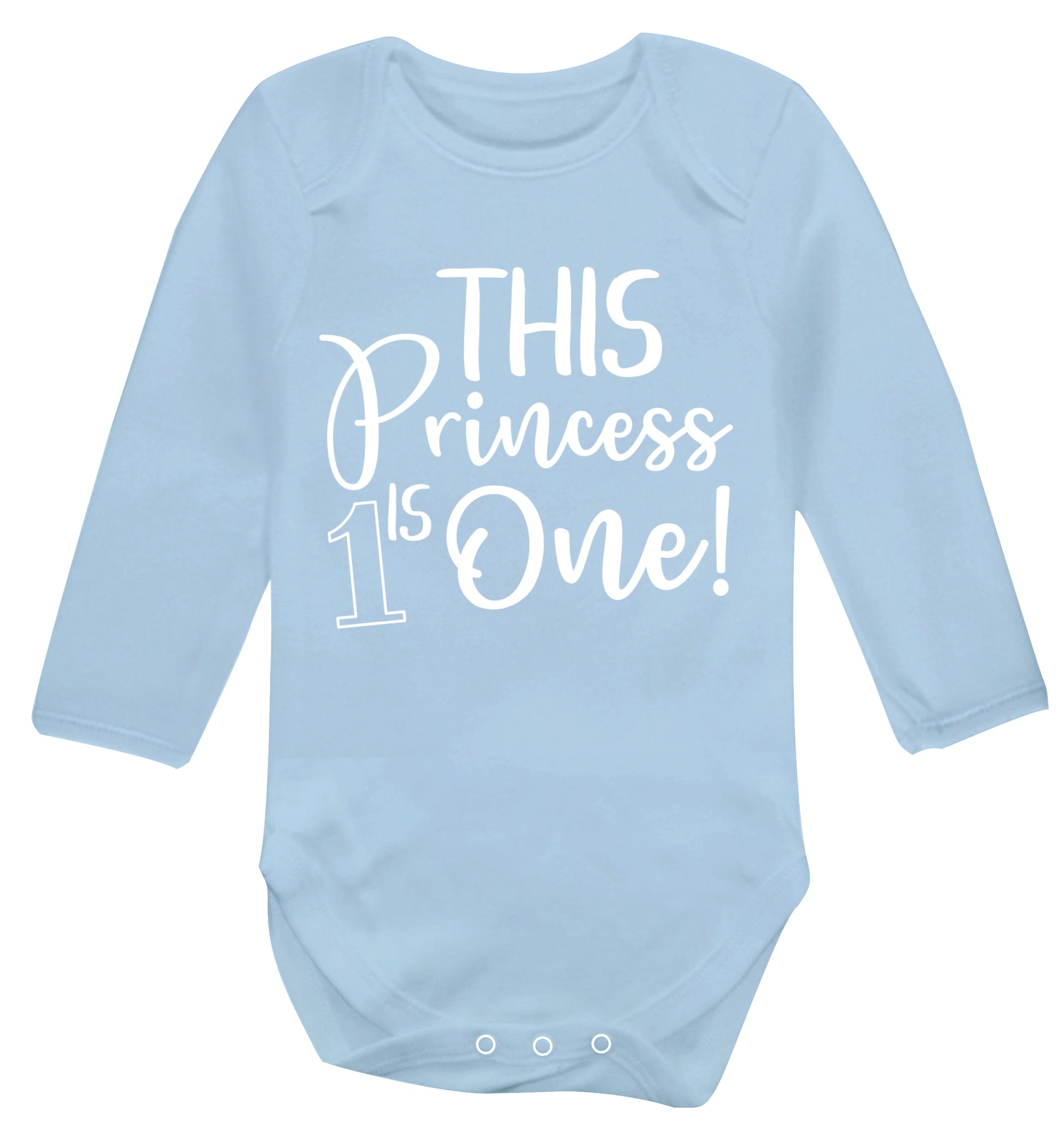 This princess is one Baby Vest long sleeved pale blue 6-12 months