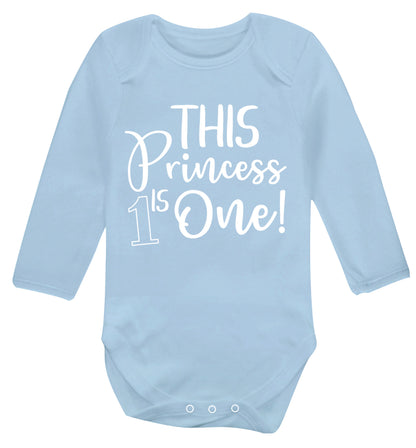 This princess is one Baby Vest long sleeved pale blue 6-12 months