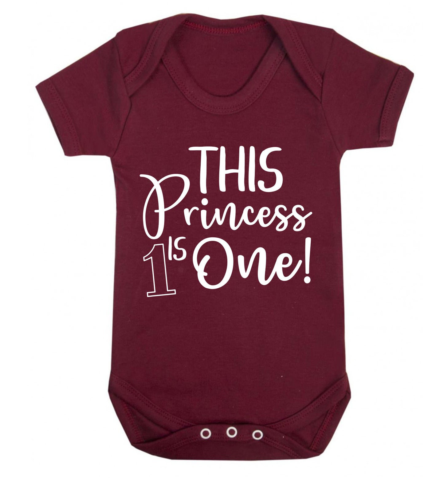 This princess is one Baby Vest maroon 18-24 months
