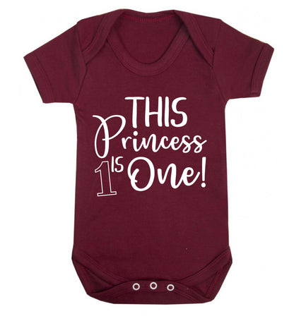 This princess is one Baby Vest maroon 18-24 months