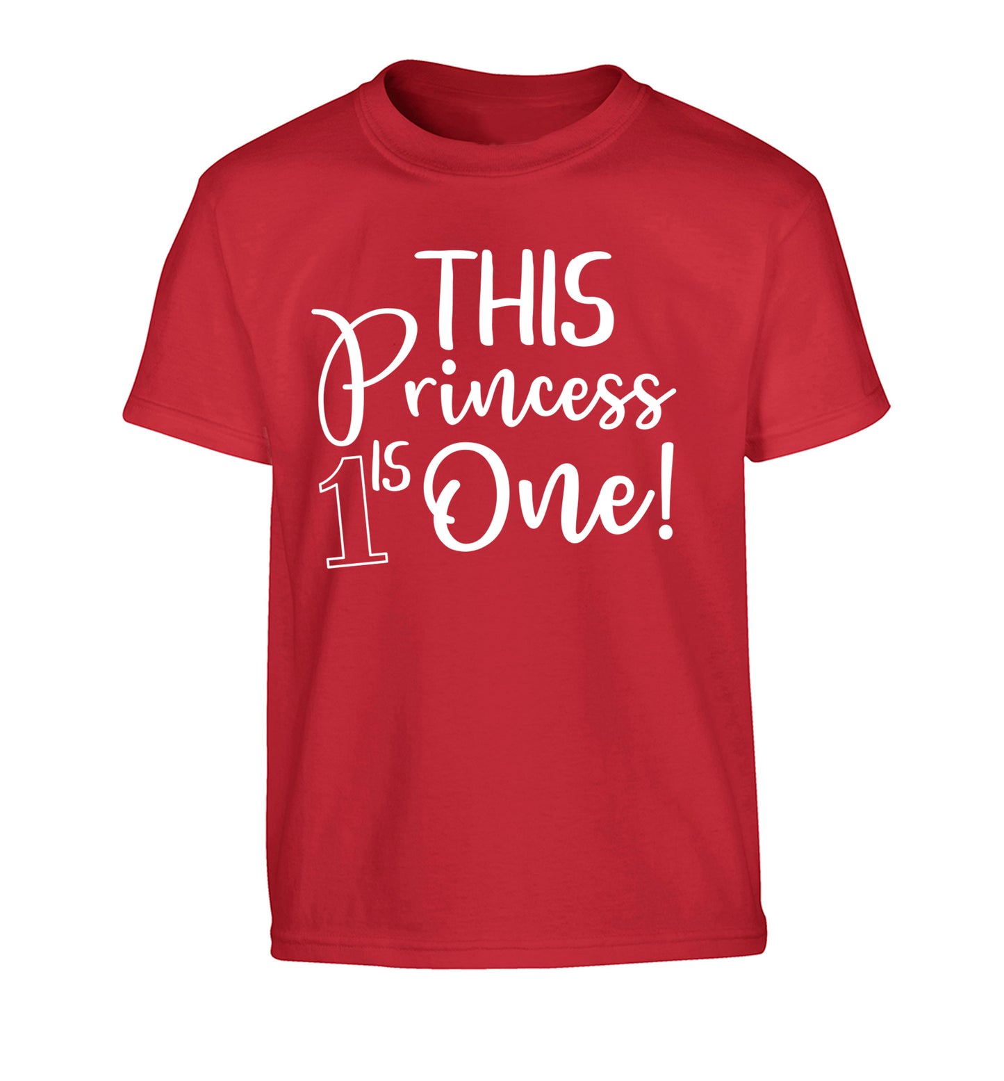 This princess is one Children's red Tshirt 12-13 Years