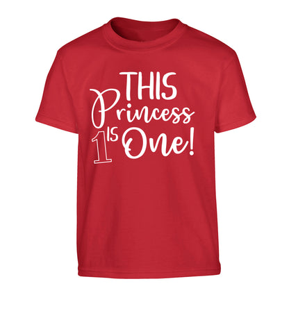 This princess is one Children's red Tshirt 12-13 Years