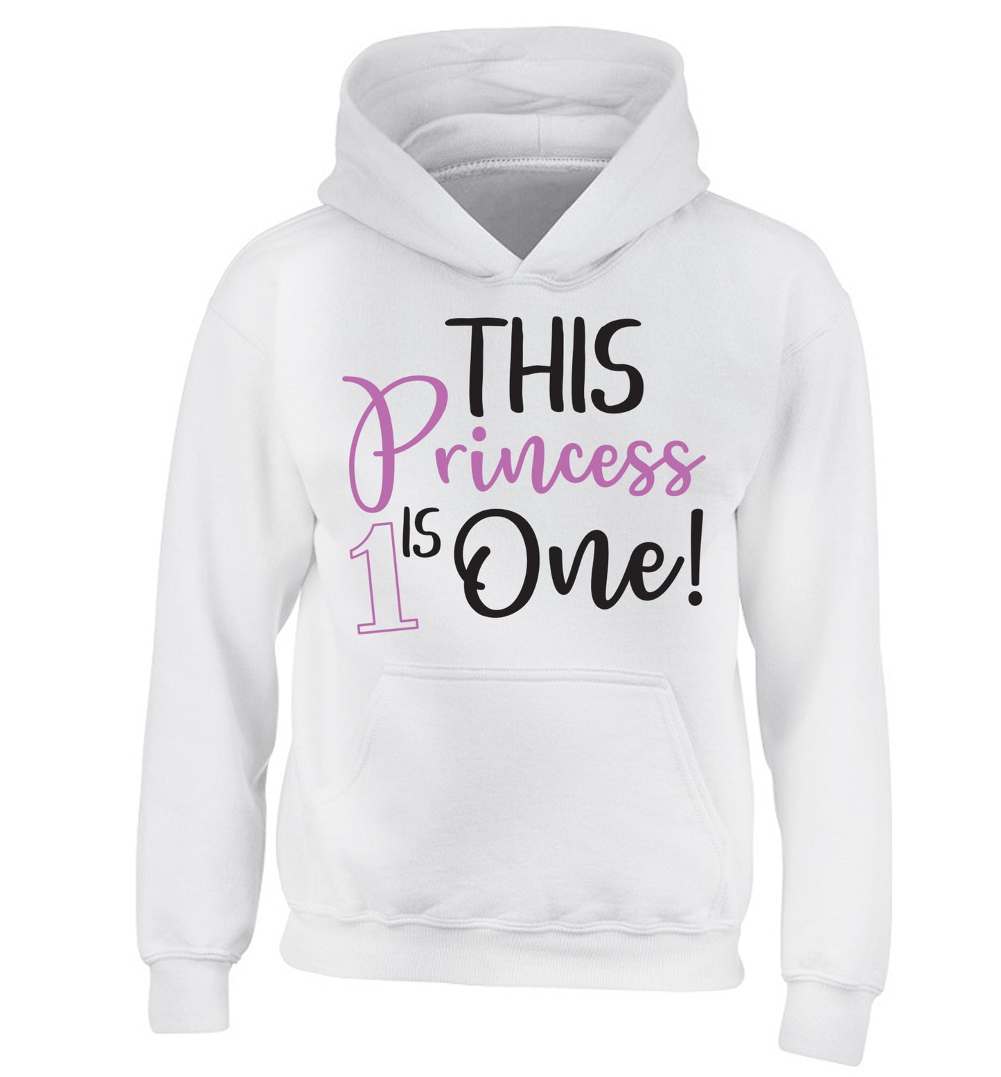 This princess is one children's white hoodie 12-13 Years