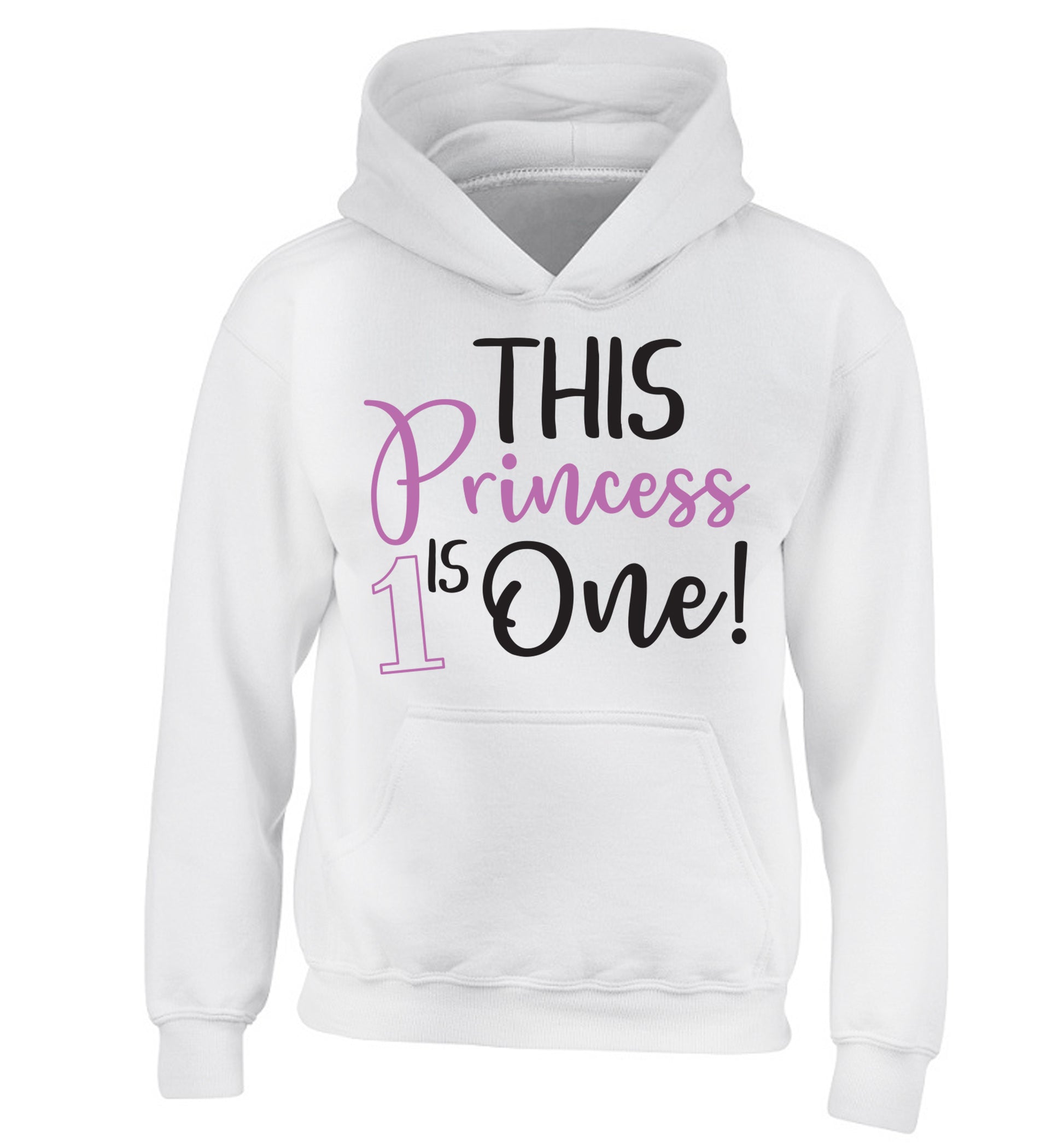 This princess is one children's white hoodie 12-13 Years