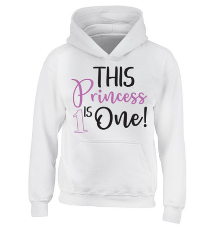 This princess is one children's white hoodie 12-13 Years