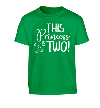 This princess is two Children's green Tshirt 12-13 Years