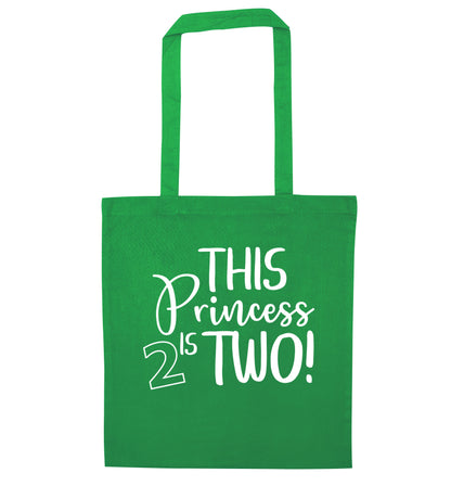This princess is two green tote bag