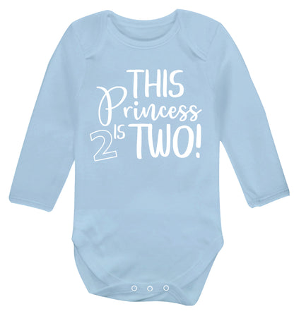 This princess is two Baby Vest long sleeved pale blue 6-12 months